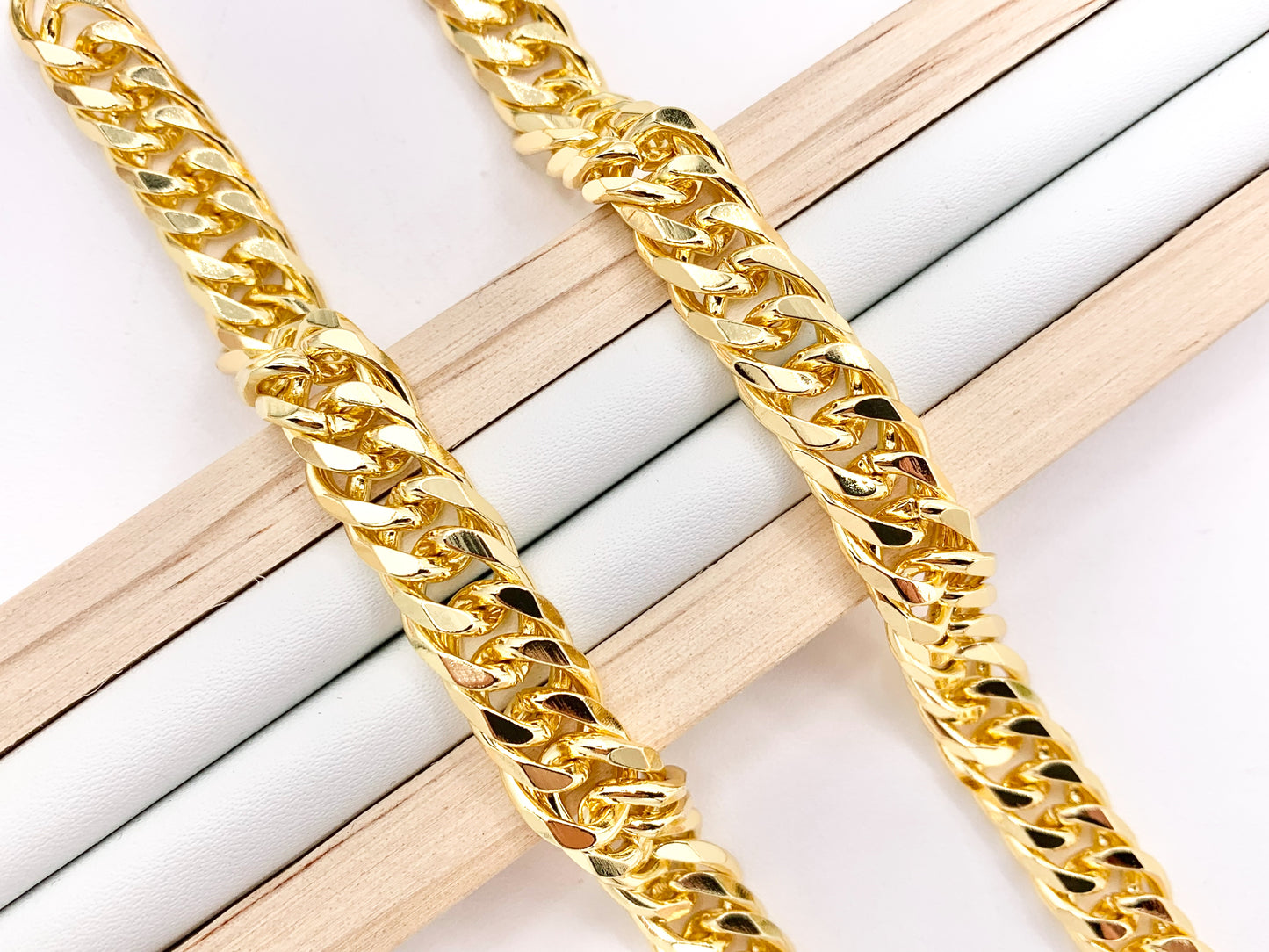 Chunky Curb Necklace/Bracelet Gold Plated Copper Finished Necklace 18" Bracelet 7" with Extension Link