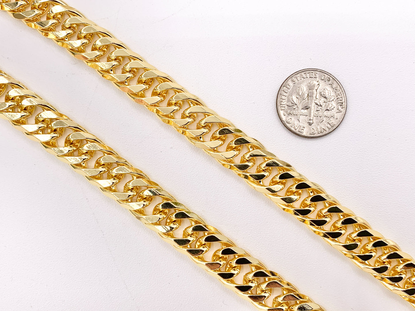 Chunky Curb Necklace/Bracelet Gold Plated Copper Finished Necklace 18" Bracelet 7" with Extension Link