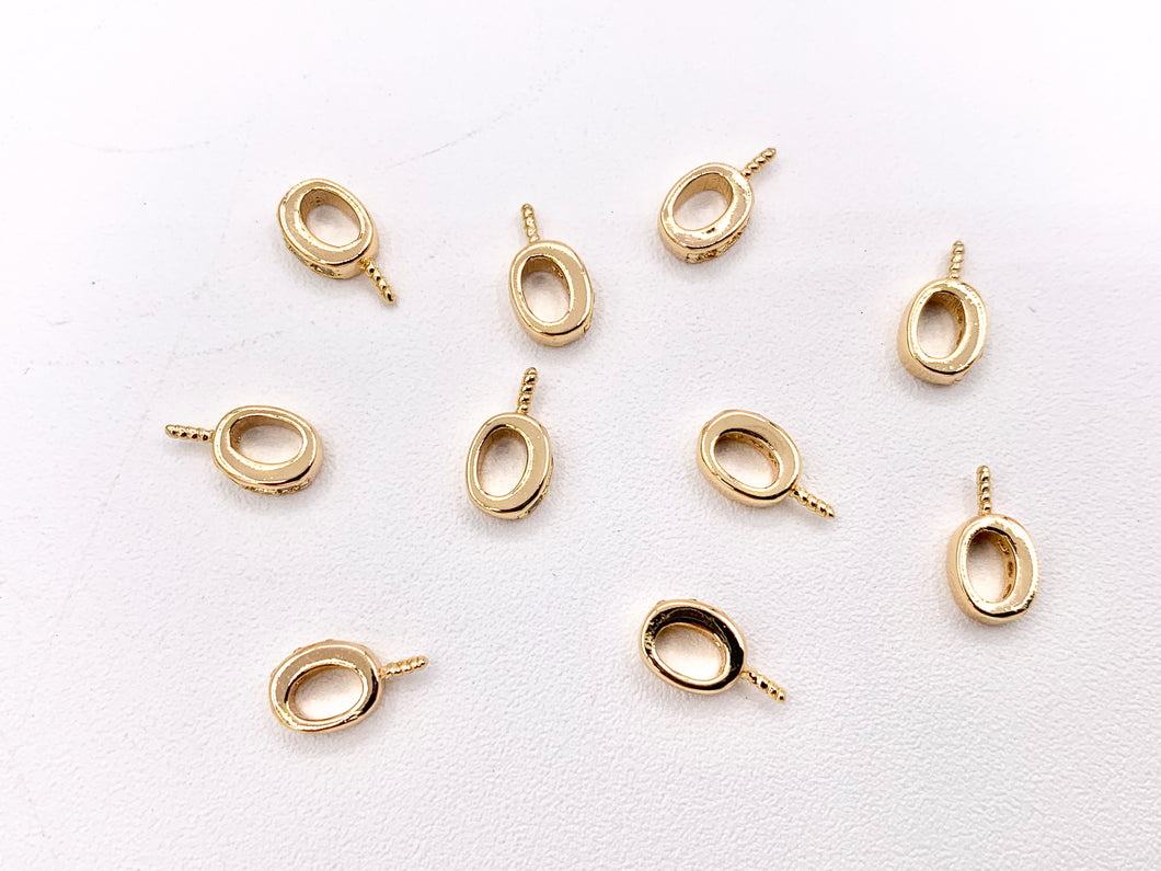 Tiny CZ Pave Pin Closed Ring Screw Findings Earring Pin Bail Pin in 18K Gold Plated Copper 10PCS