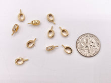 Cargar imagen en el visor de la galería, Tiny CZ Pave Pin Closed Ring Screw Findings Earring Pin Bail Pin in 18K Gold Plated Copper 10PCS
