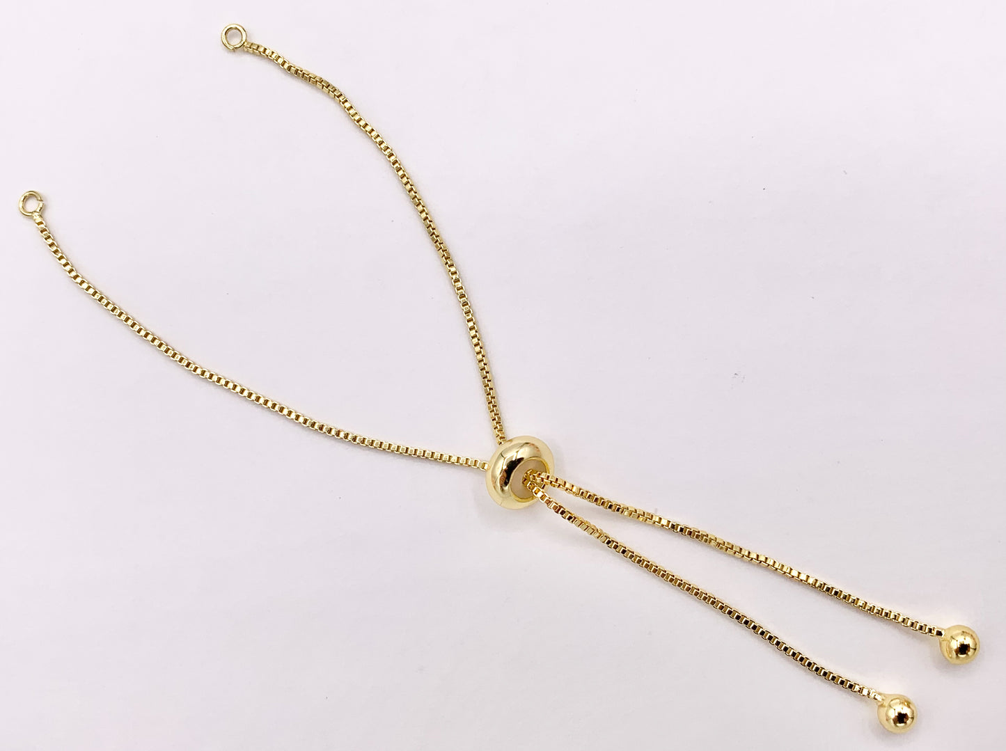 Box Chain Dainty Slider Adjustable Bracelets Jewelry Making Component in 18K Gold Plated Copper 10PCS