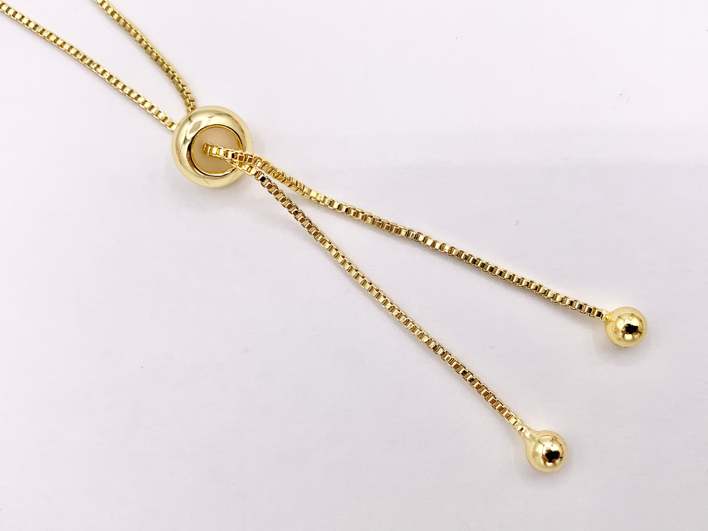 Box Chain Dainty Slider Adjustable Bracelets Jewelry Making Component in 18K Gold Plated Copper 10PCS