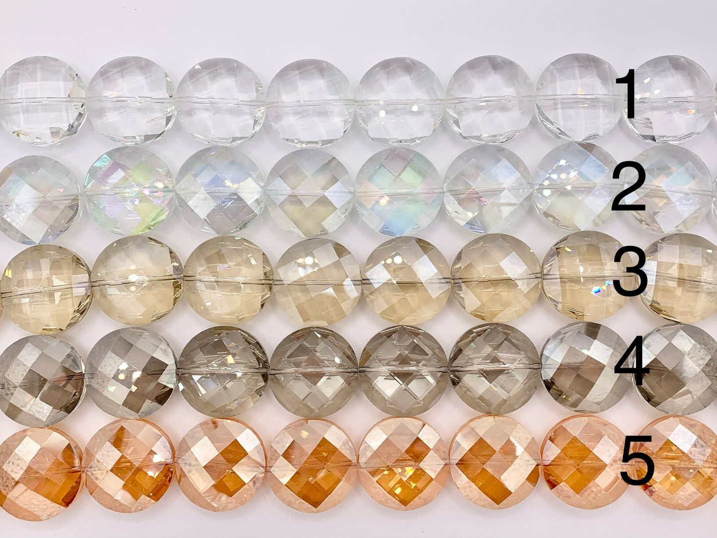 30mm Crystal Coin Faceted Shiny Glass Beads Strand 15 Colors Available!!