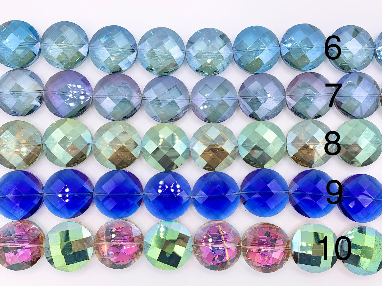 30mm Crystal Coin Faceted Shiny Glass Beads Strand 15 Colors Available!!