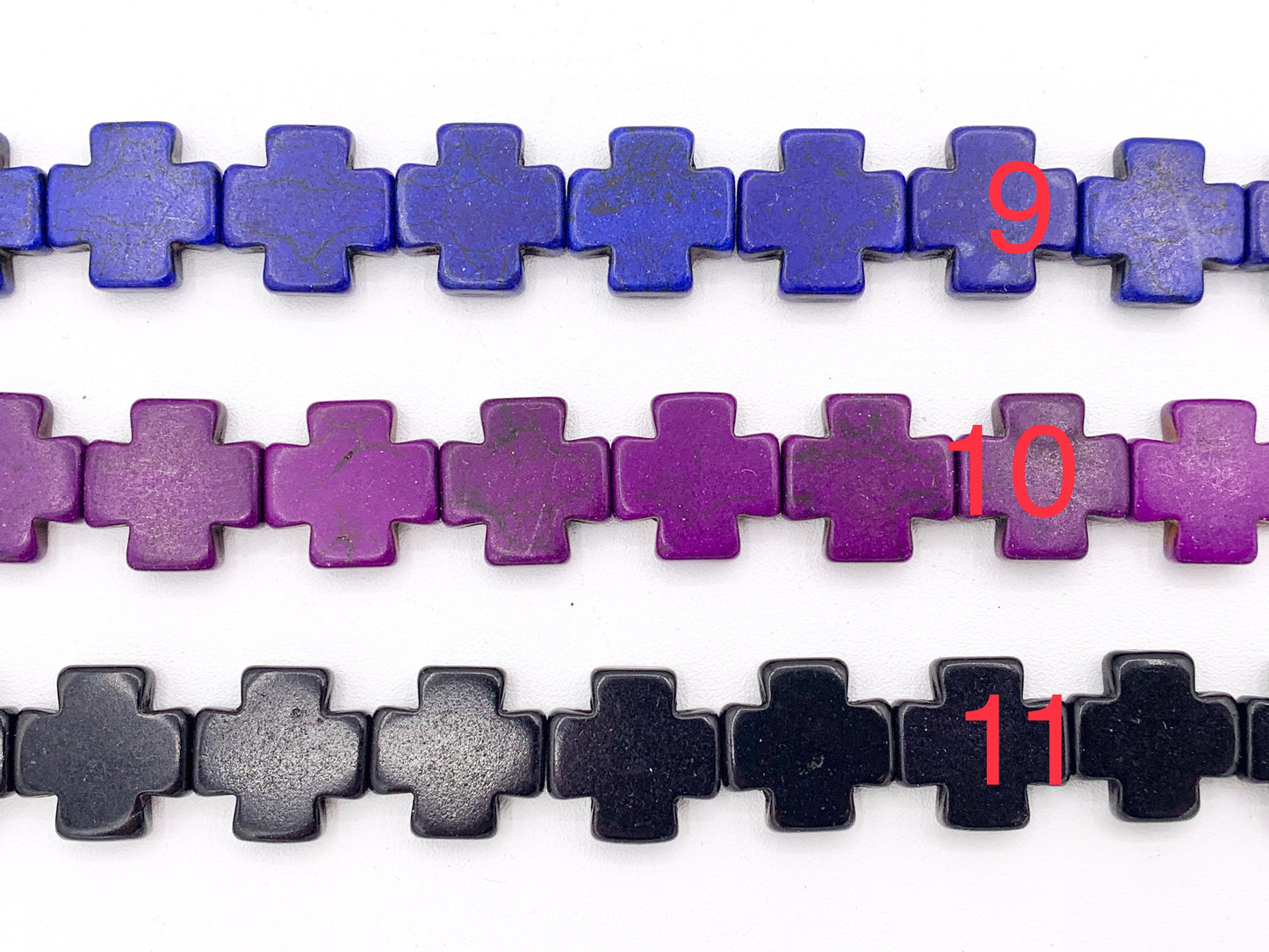 15mm Cross Howlite Turquoise Flat Beads White, Red, Turquoise, Multicolor, Green, Red, Dark Blue, Purple And More Around 15" Price 1 Strand