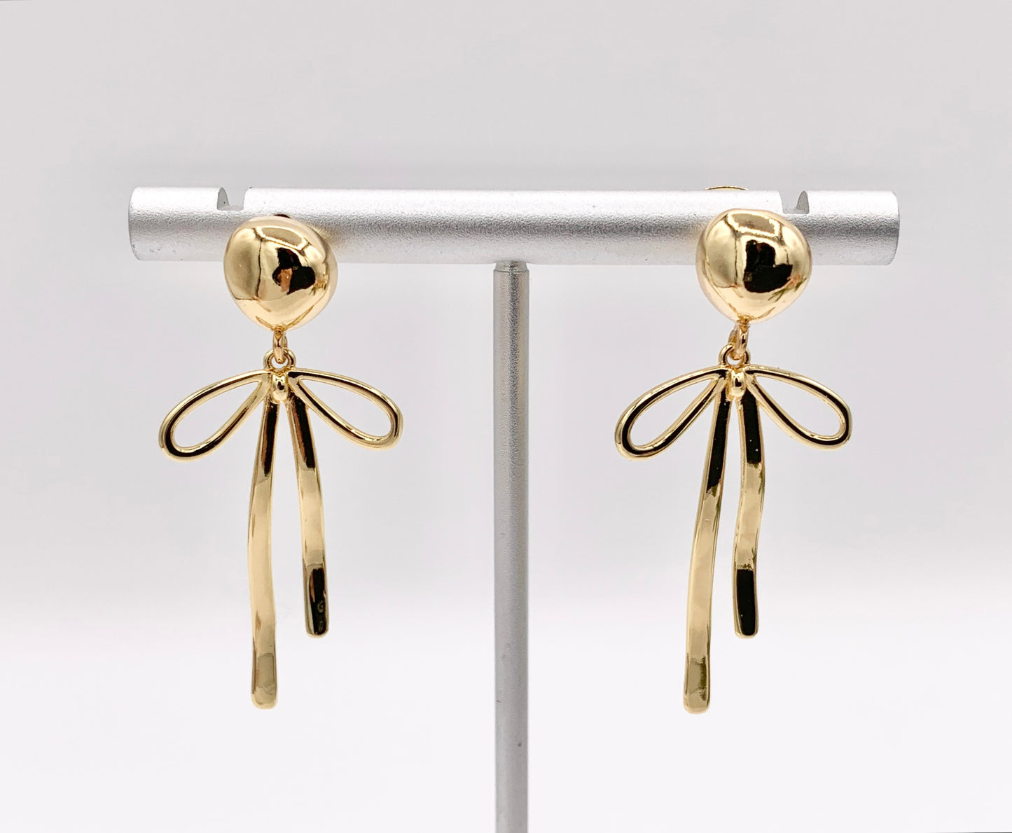 Cute Bowtie Earring Studs in 18K Gold Plated Over Copper Earrings 3 PAIRS