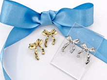 Load image into Gallery viewer, Cute Bowtie Earring Studs in 18K Gold/Platinum Plated Over Copper Earrings 3 PAIRS
