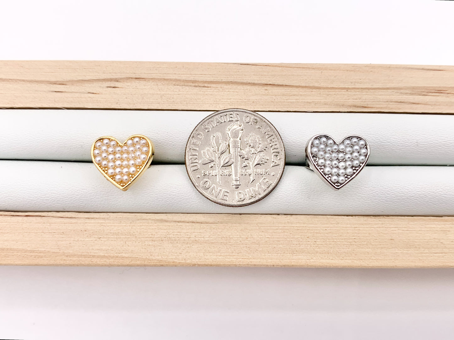 Cute Pearl Heart Earring Stud in Real 18K Gold/Silver Plated Over Copper Valentine's Day Gift Idea 5 PAIRS