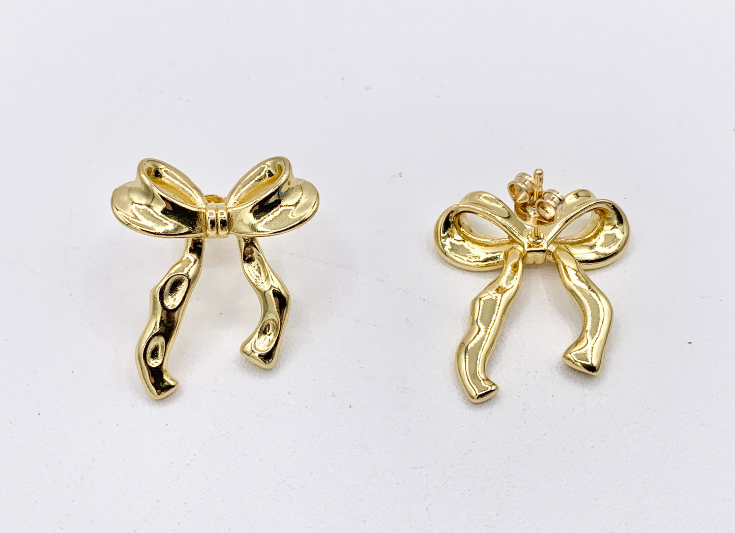Cute Bowtie Earring Studs in 18K Gold/Platinum Plated Over Copper Earrings 3 PAIRS