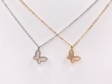 Cargar imagen en el visor de la galería, Delicate MOP Butterfly Necklace Gold/Silver Plated Stainless Steel Dainty Flexible Minimalist Finished Necklace 16&quot; with Extension Link
