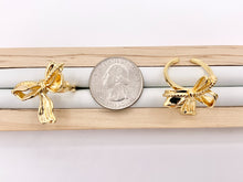Load image into Gallery viewer, Beautiful 3D Fancy Bow Tie Adjustable Ring in Real Gold 18K Plated Brass 5 PCS
