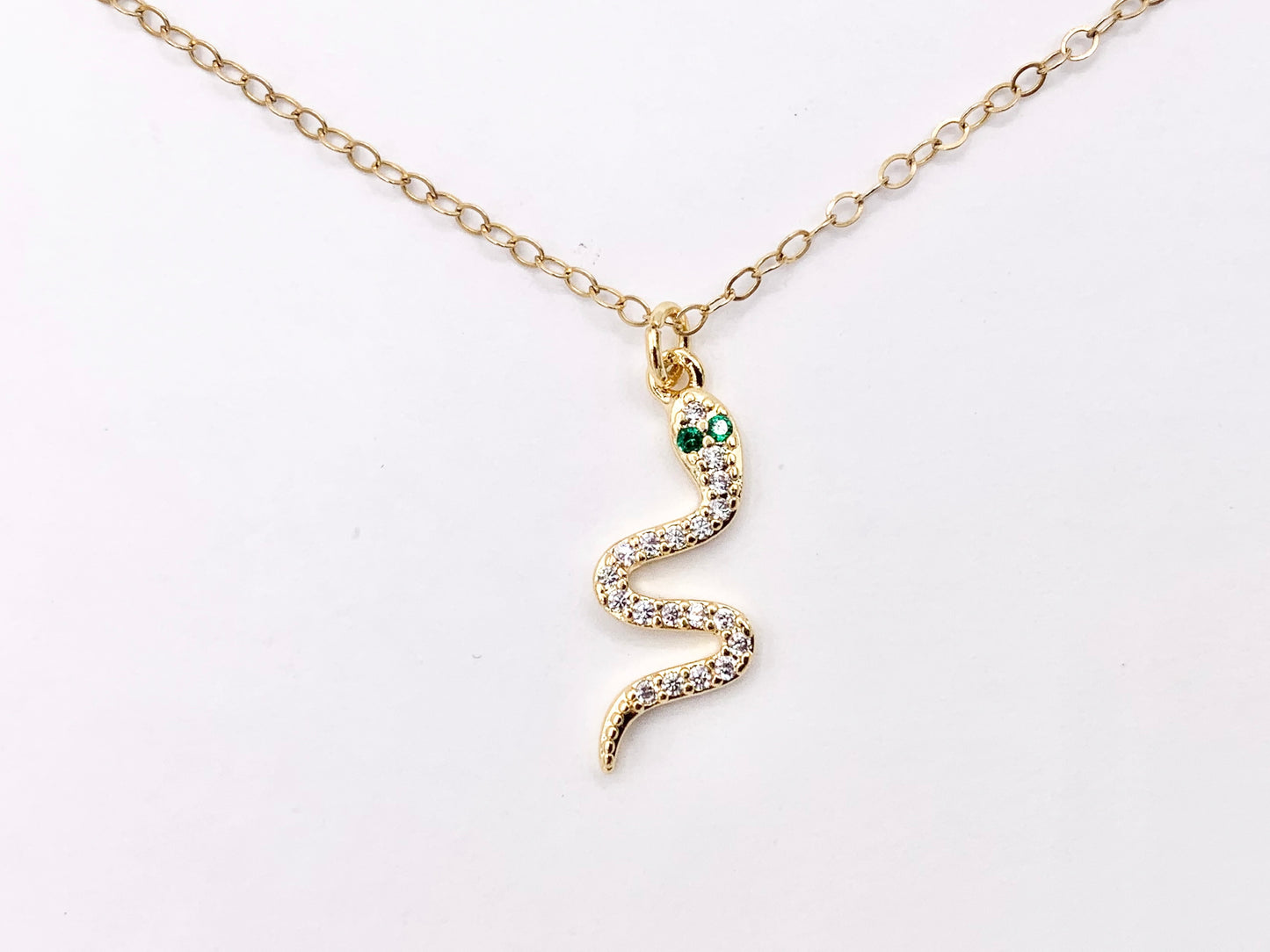 Dainty Cute Snake Charms in Cubic Zirconia 18K Gold Plated Brass For Jewelry Making 10 PCS