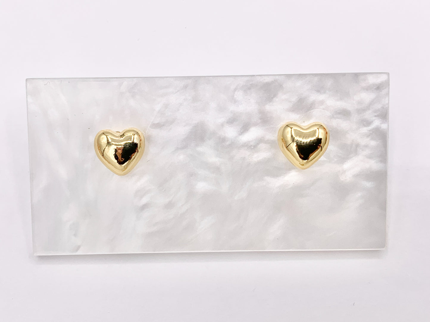Cute Puffy Heart Earring Stud in Real 18K Gold Plated Over Copper Valentine's Day Gift Idea  5 PAIRS