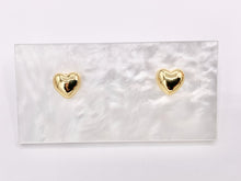 Load image into Gallery viewer, Cute Puffy Heart Earring Stud in Real 18K Gold Plated Over Copper Valentine&#39;s Day Gift Idea  5 PAIRS
