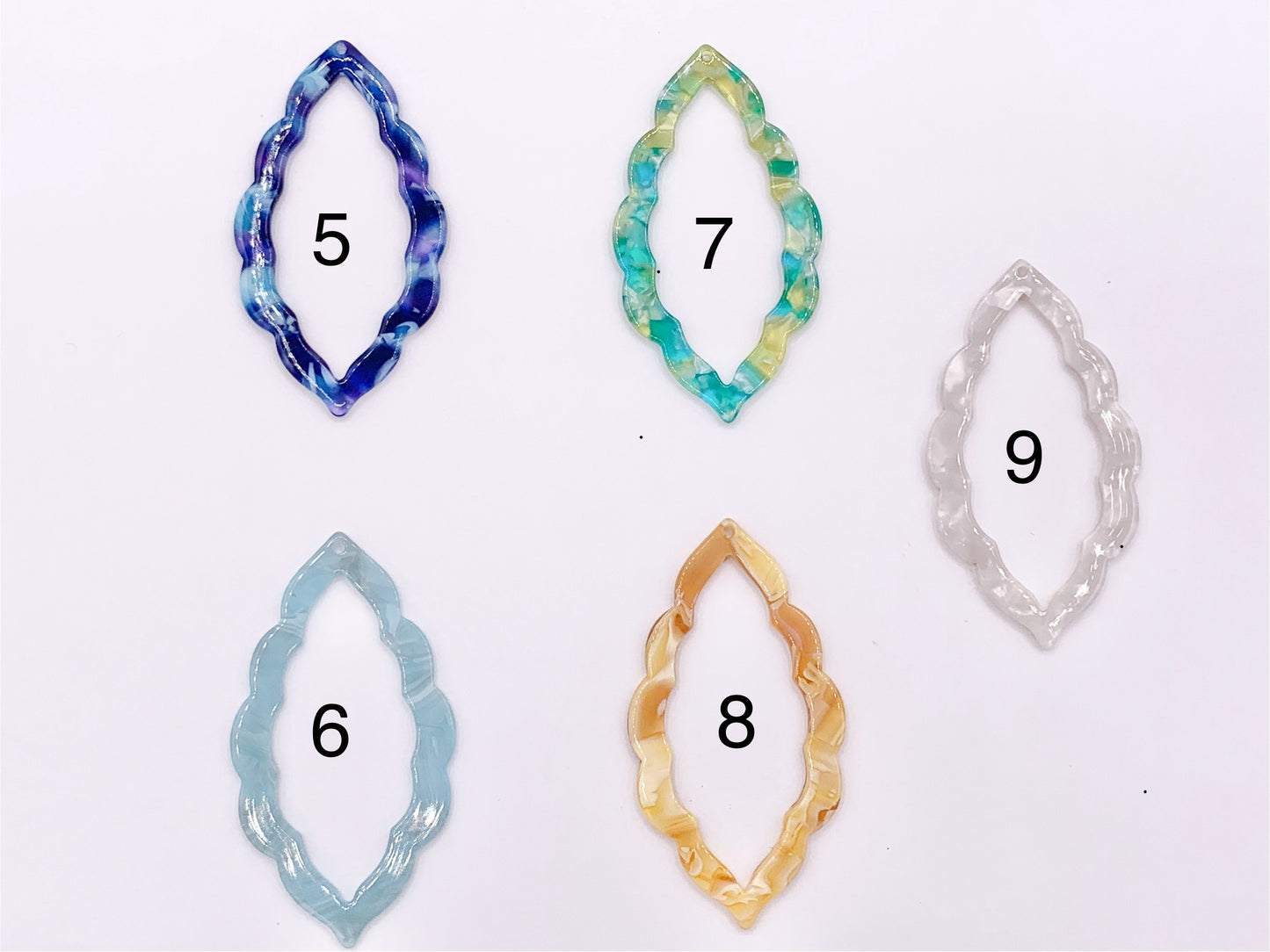 34x64mm Acetate Hollow Marquis Earring Pendants Acetate Earring Findings For Jewelry Making 9 Colors Available | 6PCS