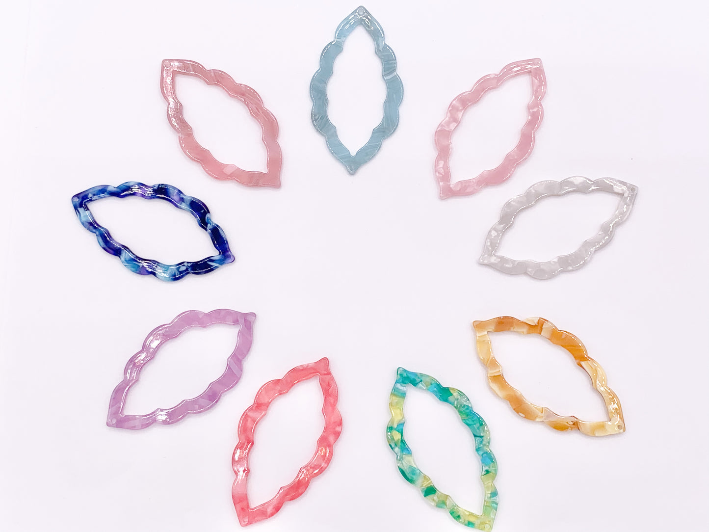 34x64mm Acetate Hollow Marquis Earring Pendants Acetate Earring Findings For Jewelry Making 9 Colors Available | 6PCS