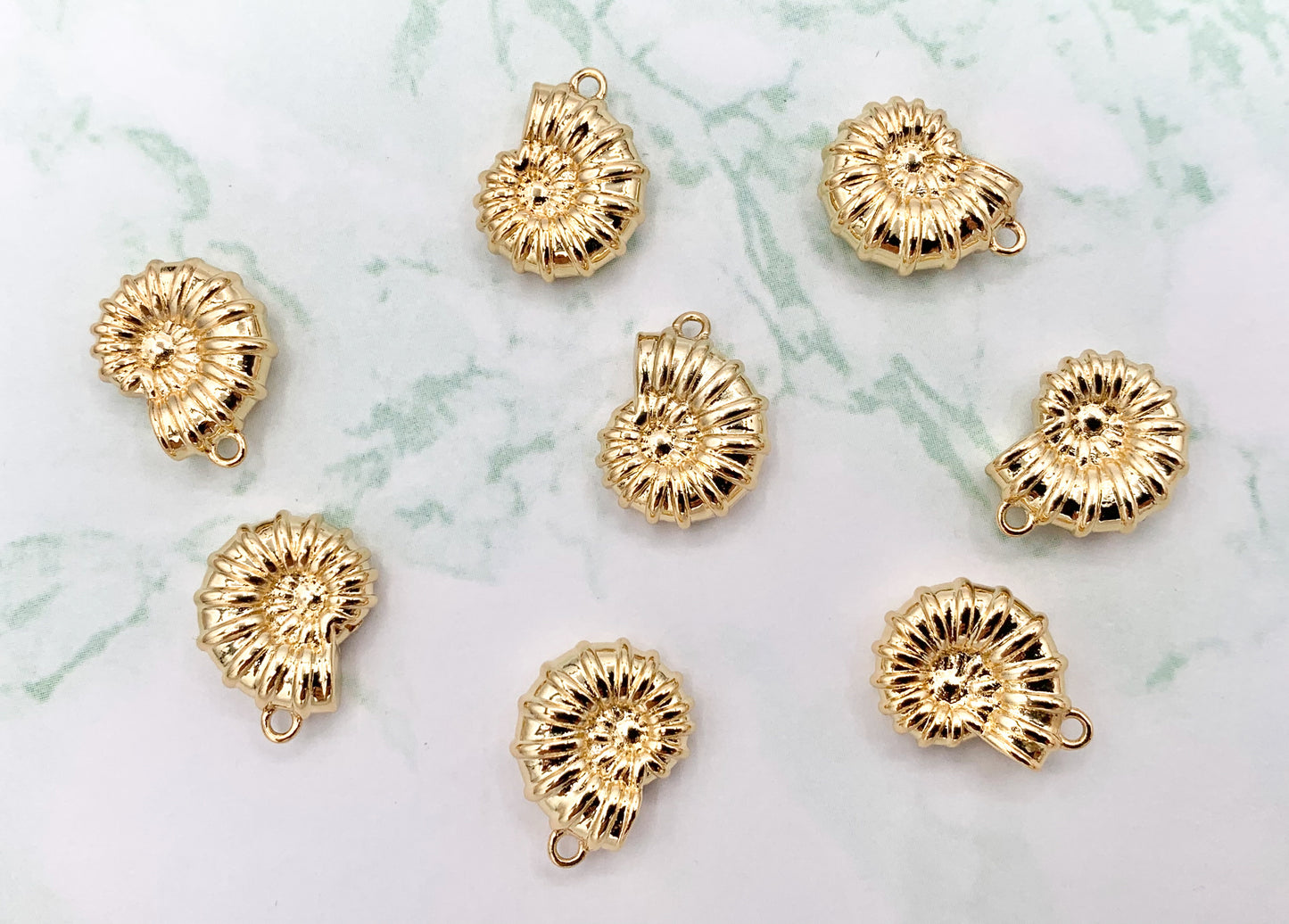 Cute Small Conch Shell Charms Pendants in 18K Gold Plated Copper Base 8 PCS