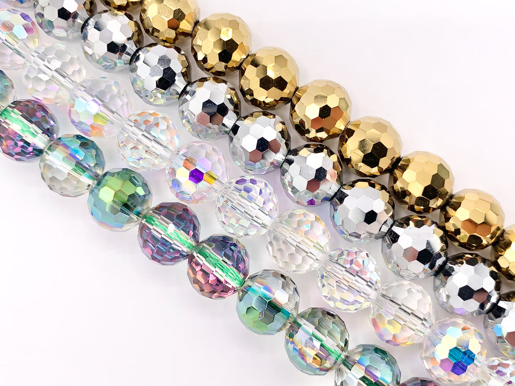 10mm High Quality Crystal Round Faceted 96 Cut Extra Shiny Crystal Beads 1 Strand 10