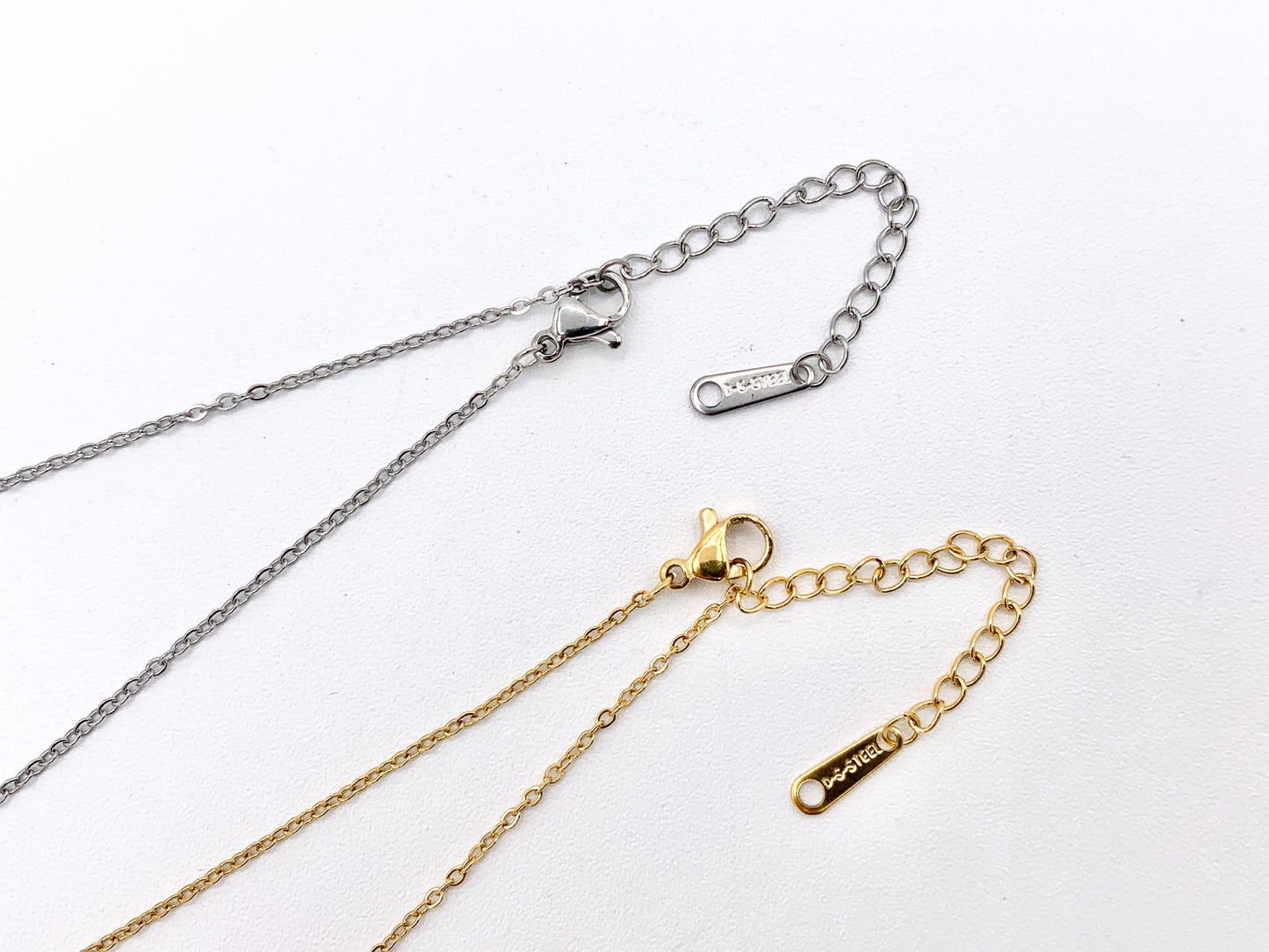 Delicate Slider Dangle Necklace Gold/Silver Plated Stainless Steel Dainty Flexible Minimalist Finished Necklace 16" with Extension Link