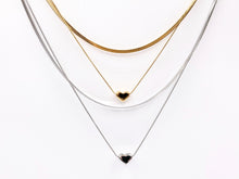 Cargar imagen en el visor de la galería, Delicate 2 Layers Heart Necklace Gold/Silver Plated Stainless Steel Dainty Flexible Minimalist Finished Necklace 16&quot; with Extension Link
