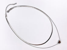 Cargar imagen en el visor de la galería, Delicate 2 Layers Heart Necklace Gold/Silver Plated Stainless Steel Dainty Flexible Minimalist Finished Necklace 16&quot; with Extension Link
