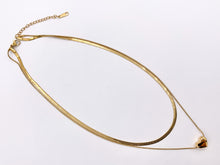 Cargar imagen en el visor de la galería, Delicate 2 Layers Heart Necklace Gold/Silver Plated Stainless Steel Dainty Flexible Minimalist Finished Necklace 16&quot; with Extension Link
