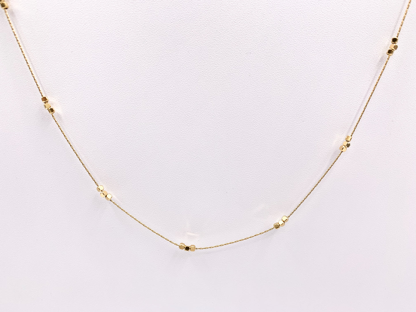 Delicate Nugget Necklace Gold/Silver Plated Stainless Steel Dainty Flexible Minimalist Finished Necklace 16" with Extension Link