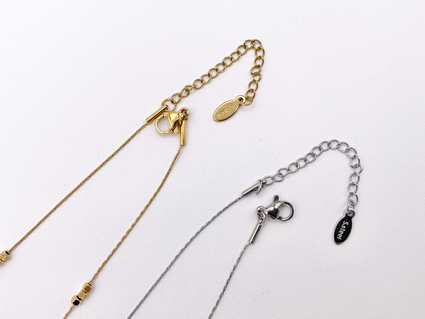 Delicate Nugget Necklace Gold/Silver Plated Stainless Steel Dainty Flexible Minimalist Finished Necklace 16" with Extension Link