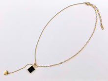 Load image into Gallery viewer, Delicate Slider Crystal Dangle Necklace Gold Plated Stainless Steel Dainty Flexible Minimalist Finished Necklace 16&quot; with Extension Link
