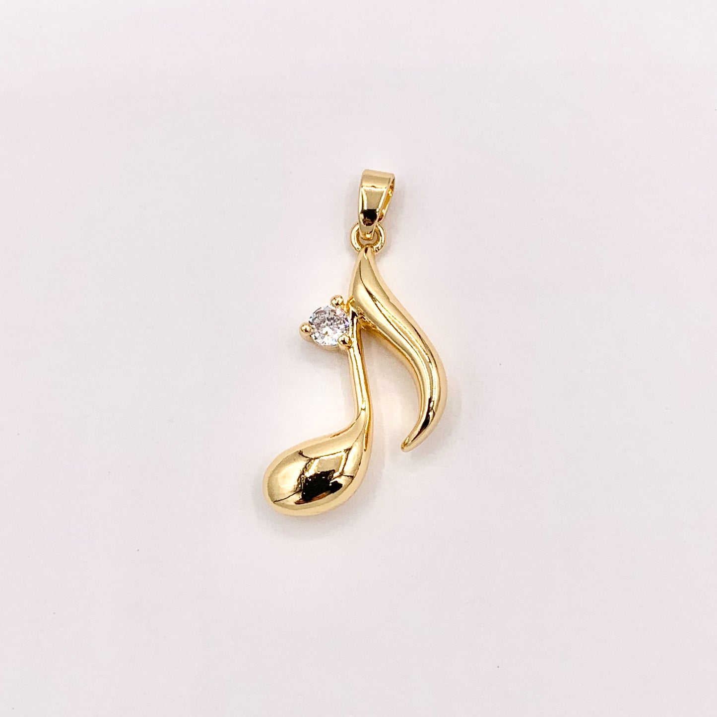 Gold Music Note CZ Pave Charms in Real Gold 18K Plated Copper 8 PCS