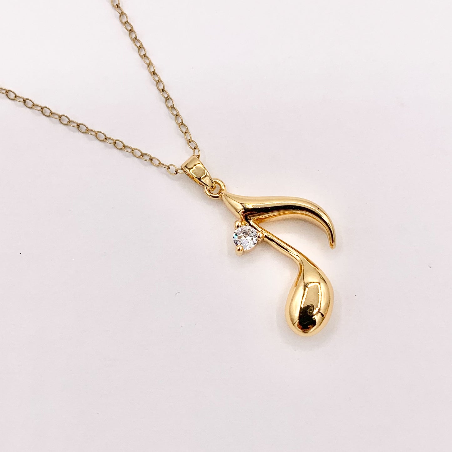 Gold Music Note CZ Pave Charms in Real Gold 18K Plated Copper 8 PCS