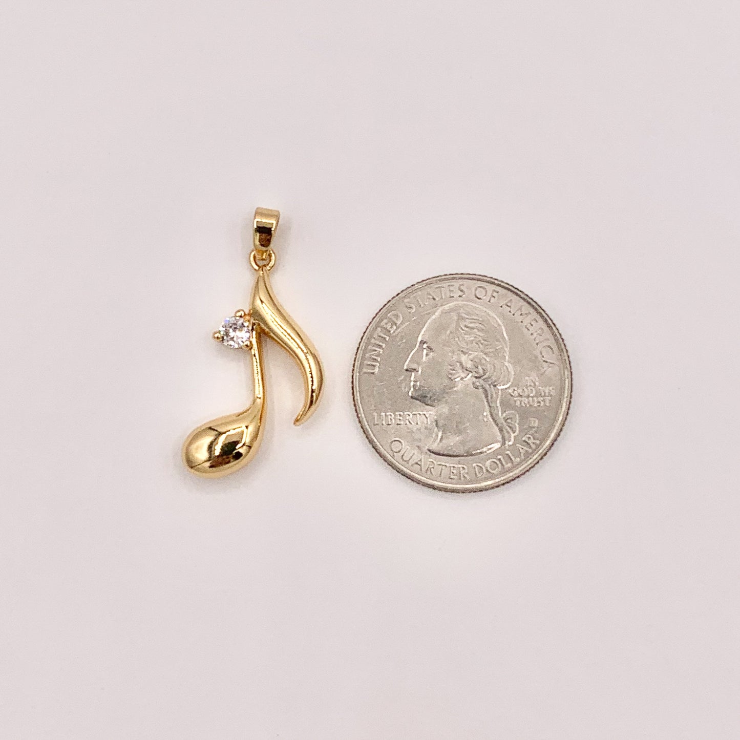 Gold Music Note CZ Pave Charms in Real Gold 18K Plated Copper 8 PCS
