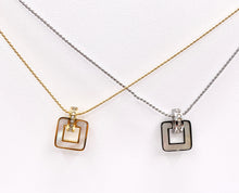 Load image into Gallery viewer, Delicate MOP Square Pendant Necklace Gold/Silver Plated Stainless Steel Dainty Flexible Minimalist Finished Necklace 16&quot; with Extension Link
