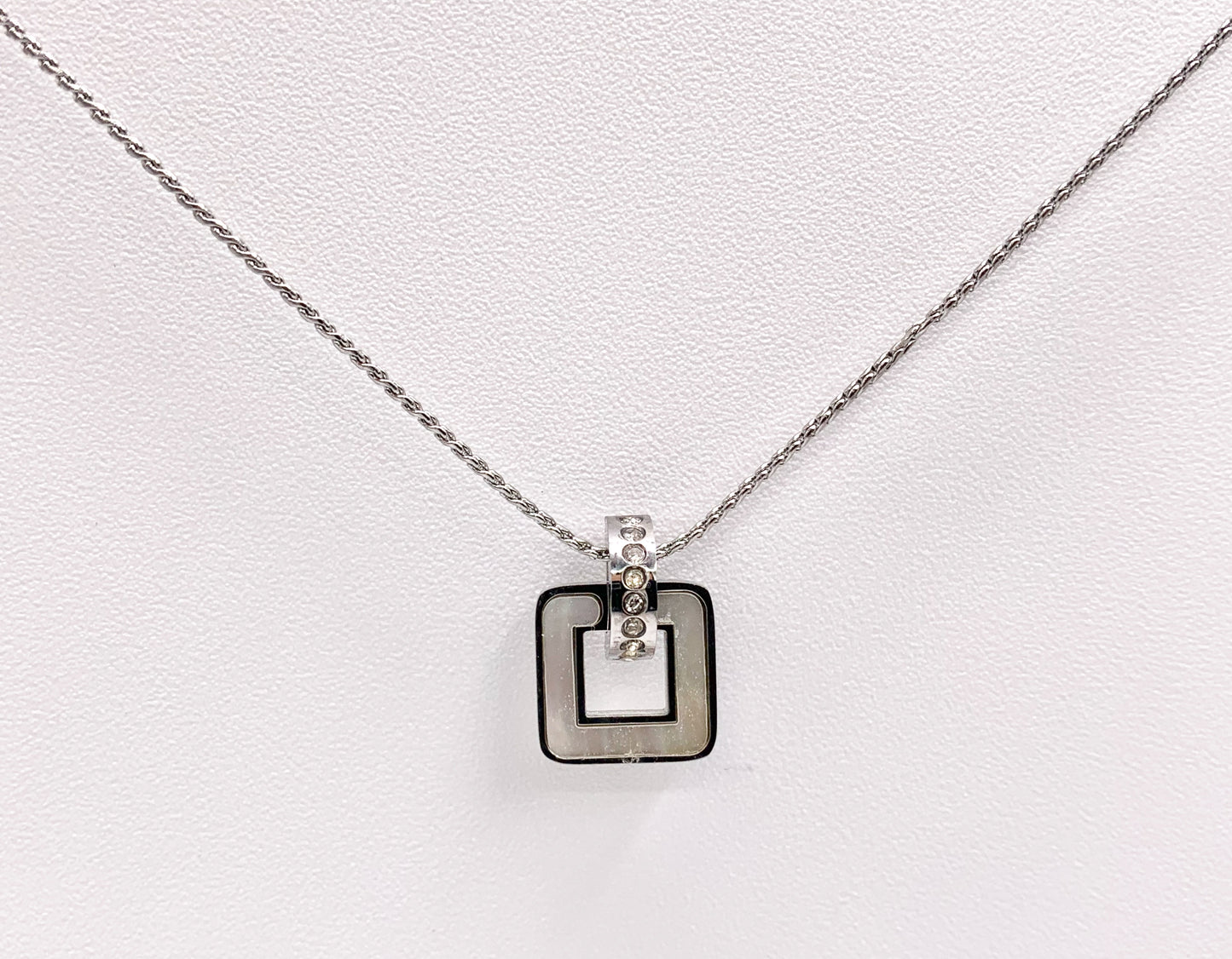 Delicate MOP Square Pendant Necklace Gold/Silver Plated Stainless Steel Dainty Flexible Minimalist Finished Necklace 16" with Extension Link