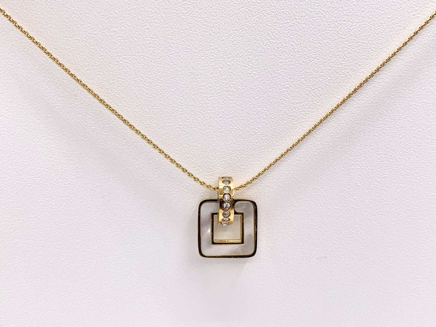 Delicate MOP Square Pendant Necklace Gold/Silver Plated Stainless Steel Dainty Flexible Minimalist Finished Necklace 16" with Extension Link