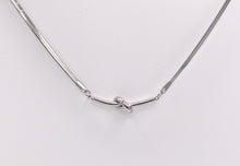 Load image into Gallery viewer, Slider Knot Pendant Herringbone Necklace Silver Plated Stainless Steel Dainty Flexible Minimalist Finished Necklace 18&quot; Adjustable Length
