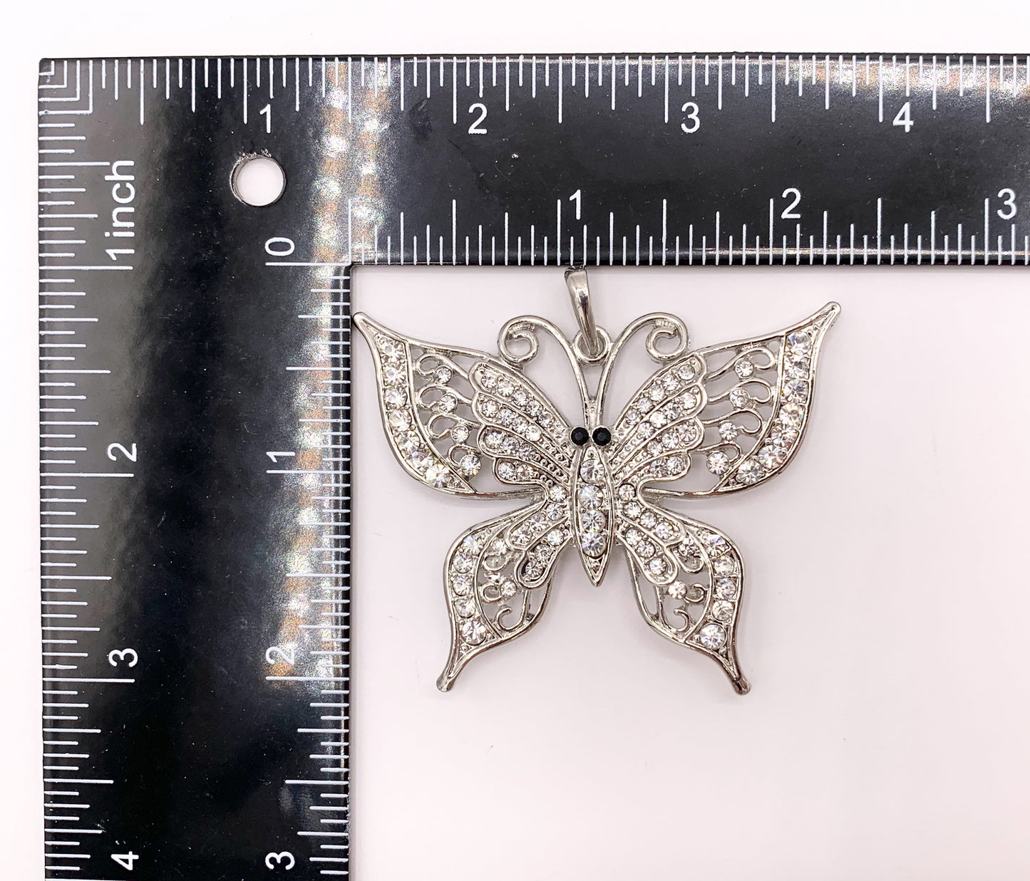 2.25x1.75" Large Filigree Butterfly Rhinestone Pendants Black, Brass & Silver 1 PC