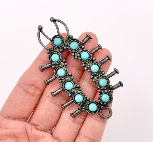 1.6x2.5" Pewter Centipede Pendants with Turquoise Howlite in Silver, Gunmetal and Bronze Color 4 PCS