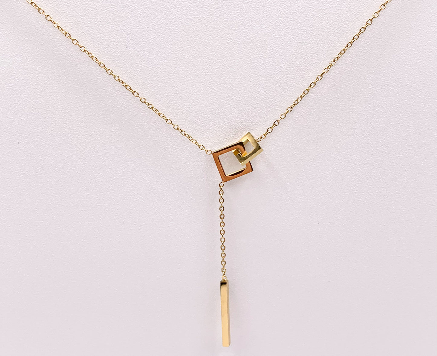Delicate Dangle Pendant Necklace Gold Plated Stainless Steel Dainty Flexible Minimalist Finished Necklace 16" with Extension Link