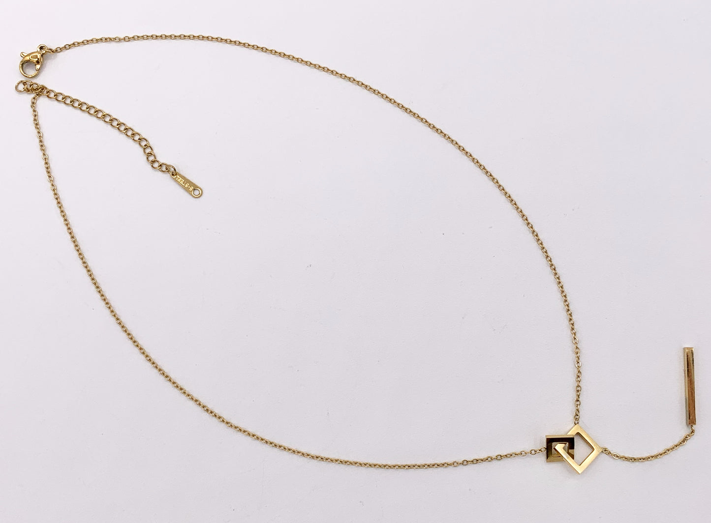 Delicate Dangle Pendant Necklace Gold Plated Stainless Steel Dainty Flexible Minimalist Finished Necklace 16" with Extension Link