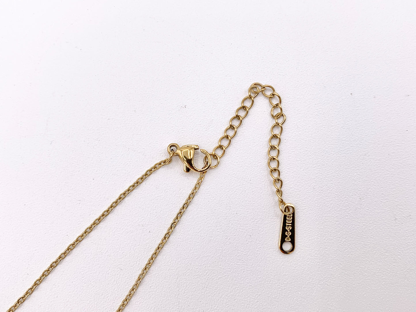 Delicate CZ Oval Pendant Necklace Gold Plated Stainless Steel Dainty Flexible Minimalist Finished Necklace 16" with Extension Link