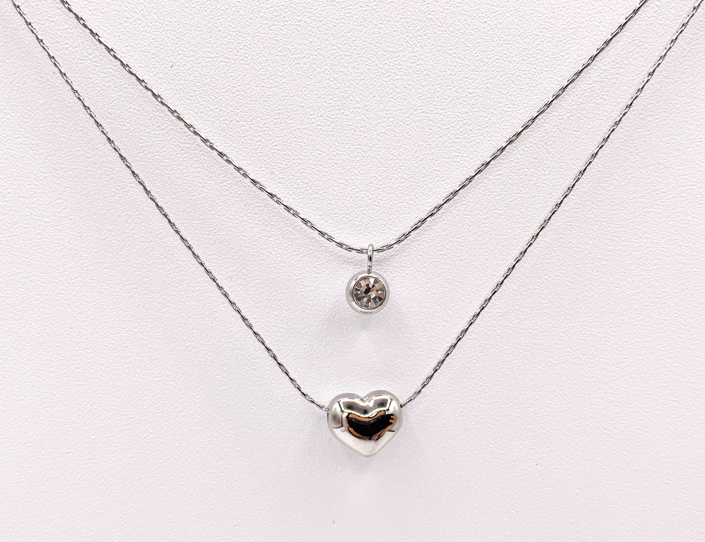 1 Set Delicate Heart Necklace Gold/Silver Plated Stainless Steel Dainty Flexible Minimalist Finished Necklace 16" with Extension Link