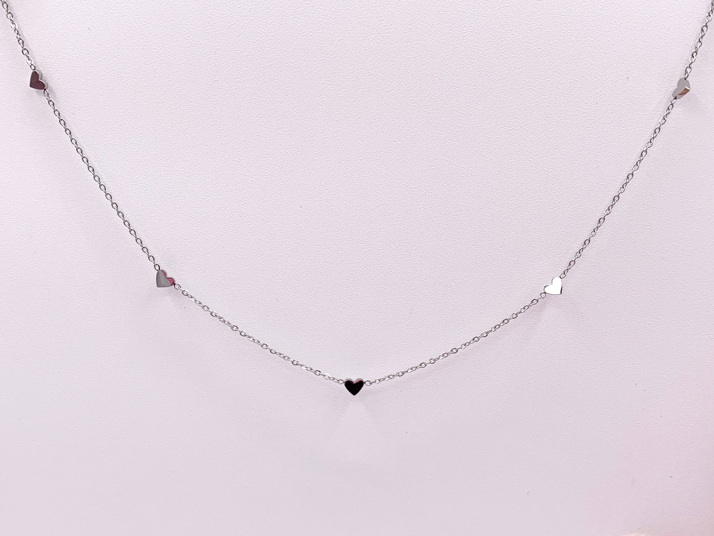 Delicate Heart Necklace Silver Plated Stainless Steel Dainty Flexible Minimalist Finished Necklace 16" with Extension Link