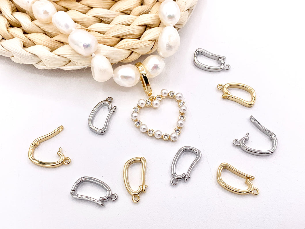 Bails for Pendants in 18K Gold or Silver plating Dainty Snap Open Bails 10 PCS