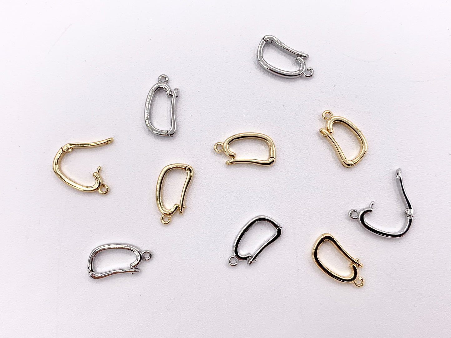 Bails for Pendants in 18K Gold or Silver plating Dainty Snap Open Bails 10 PCS