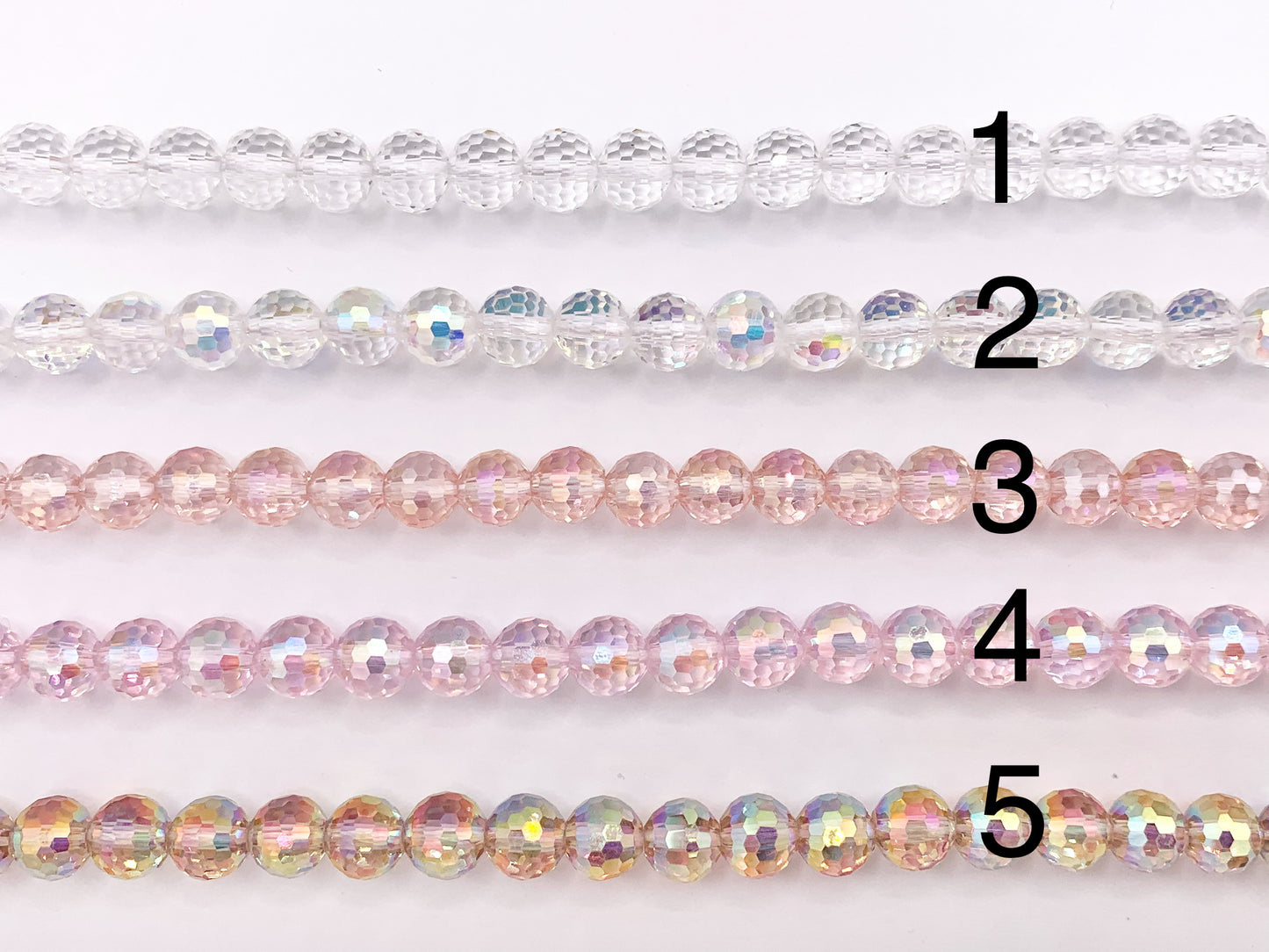 8mm High Quality Crystal Round Faceted 96 Cut Extra Shiny Crystal Beads 1 Strand 10" Available in 19 Colors