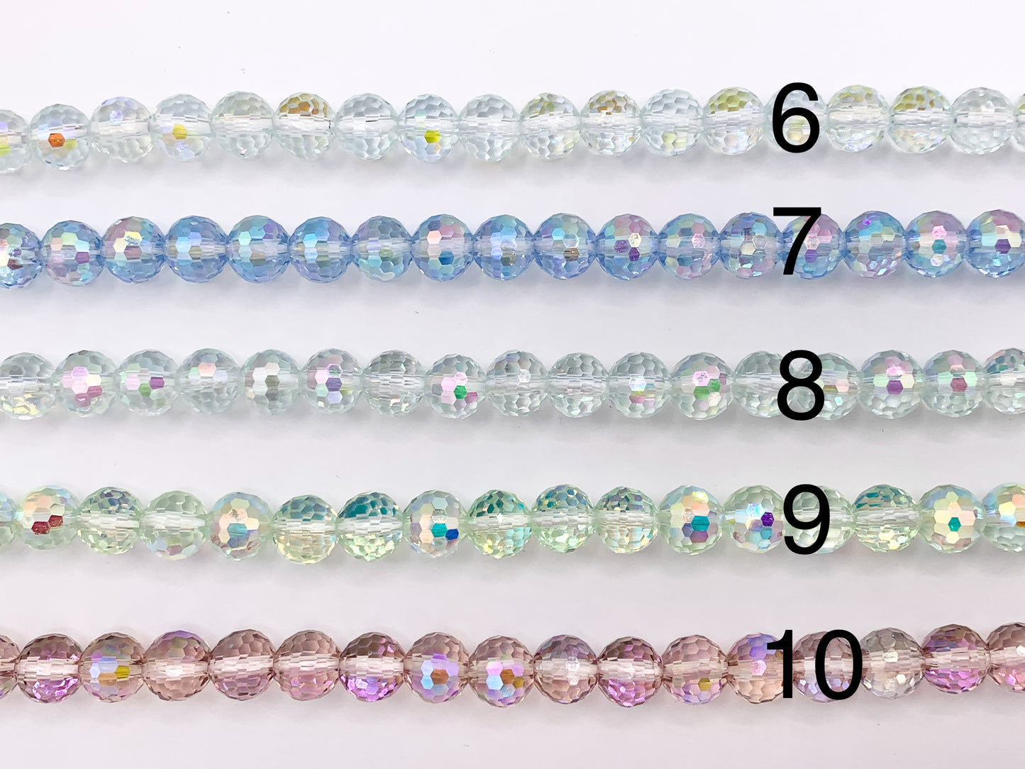 8mm High Quality Crystal Round Faceted 96 Cut Extra Shiny Crystal Beads 1 Strand 10" Available in 19 Colors