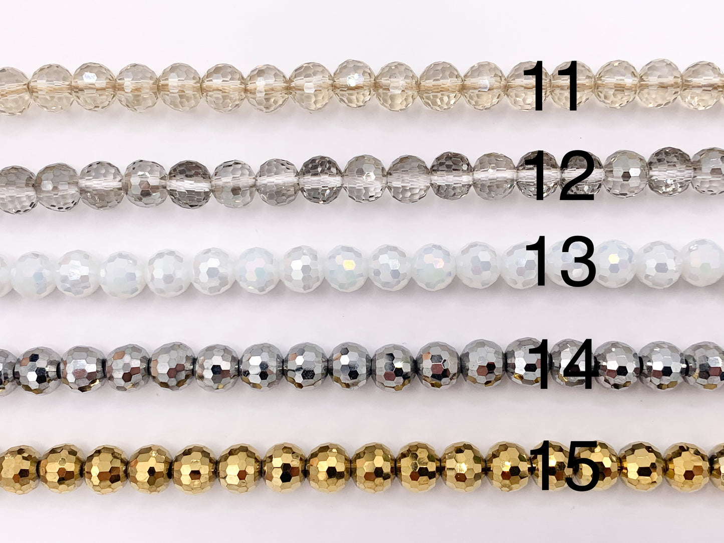 8mm High Quality Crystal Round Faceted 96 Cut Extra Shiny Crystal Beads 1 Strand 10" Available in 19 Colors