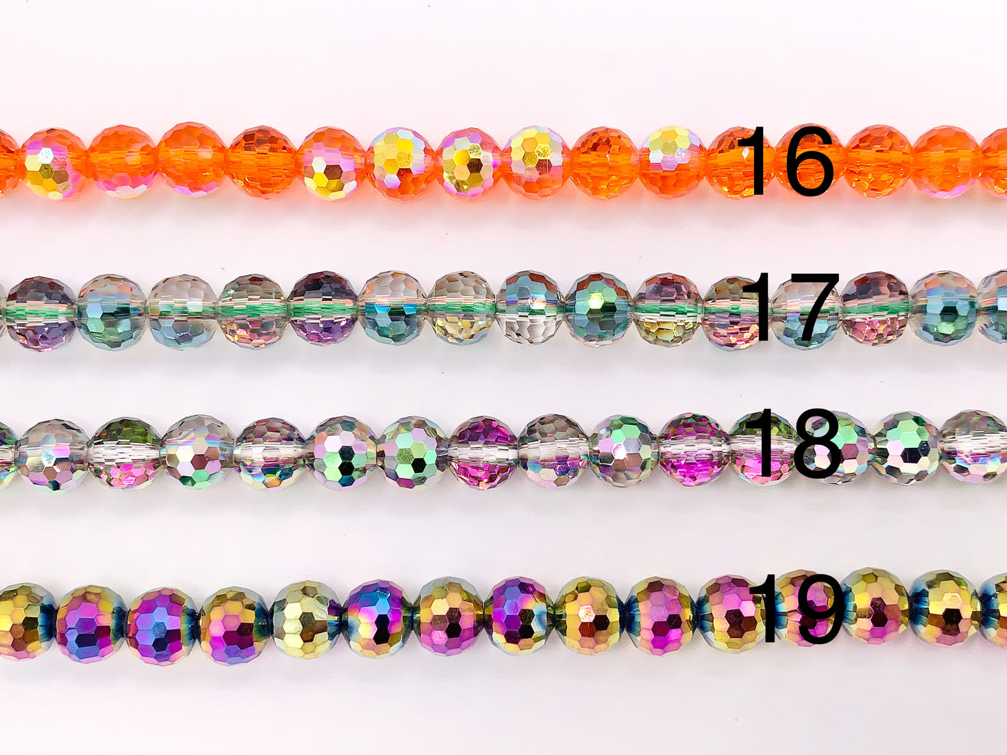 8mm High Quality Crystal Round Faceted 96 Cut Extra Shiny Crystal Beads 1 Strand 10" Available in 19 Colors