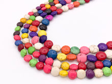 Cargar imagen en el visor de la galería, 8mm&amp;10mm Howlite Multicolor Puffy Coin Beads Around 15-16" Price for 1 Strand
